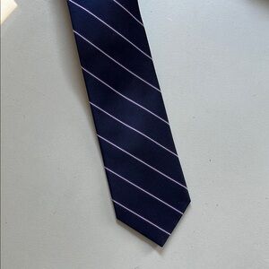 J. Crew Dark Blue Tie with White Stripes